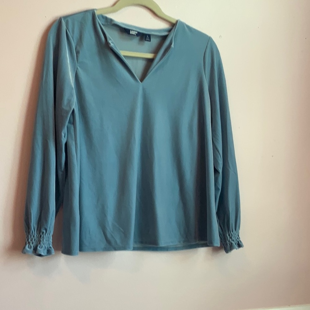 Lands' End Soft Velvet Blue Blouse